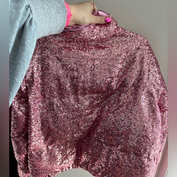 Fantastic Fawn Metallic Pink Sequin Puffer Coat - Picture 5 of 6